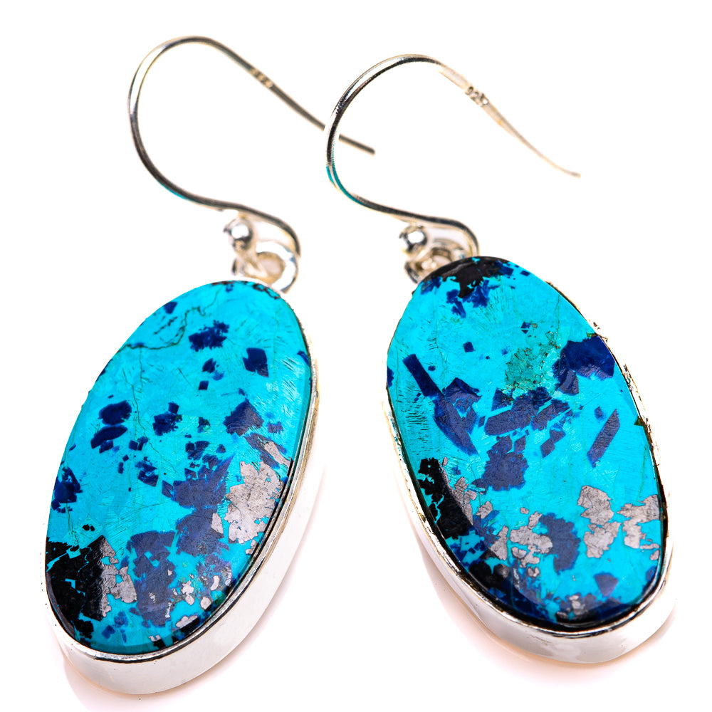Shattuckite Earrings 1 1/2" (925 Sterling Silver) EARR432128