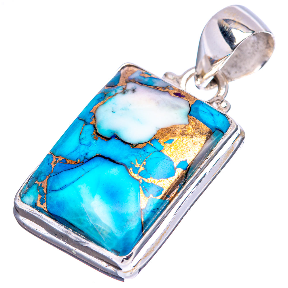Ice Blue Dahlia Mohave Turquoise Pendant 1 3/8" (.925 Sterling Silver)