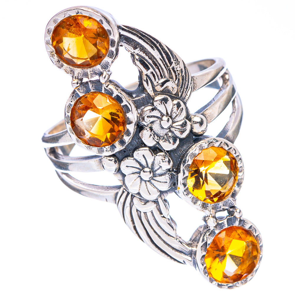 Faceted Citrine Flower Ring Size 8.75 (925 Sterling Silver) R146870