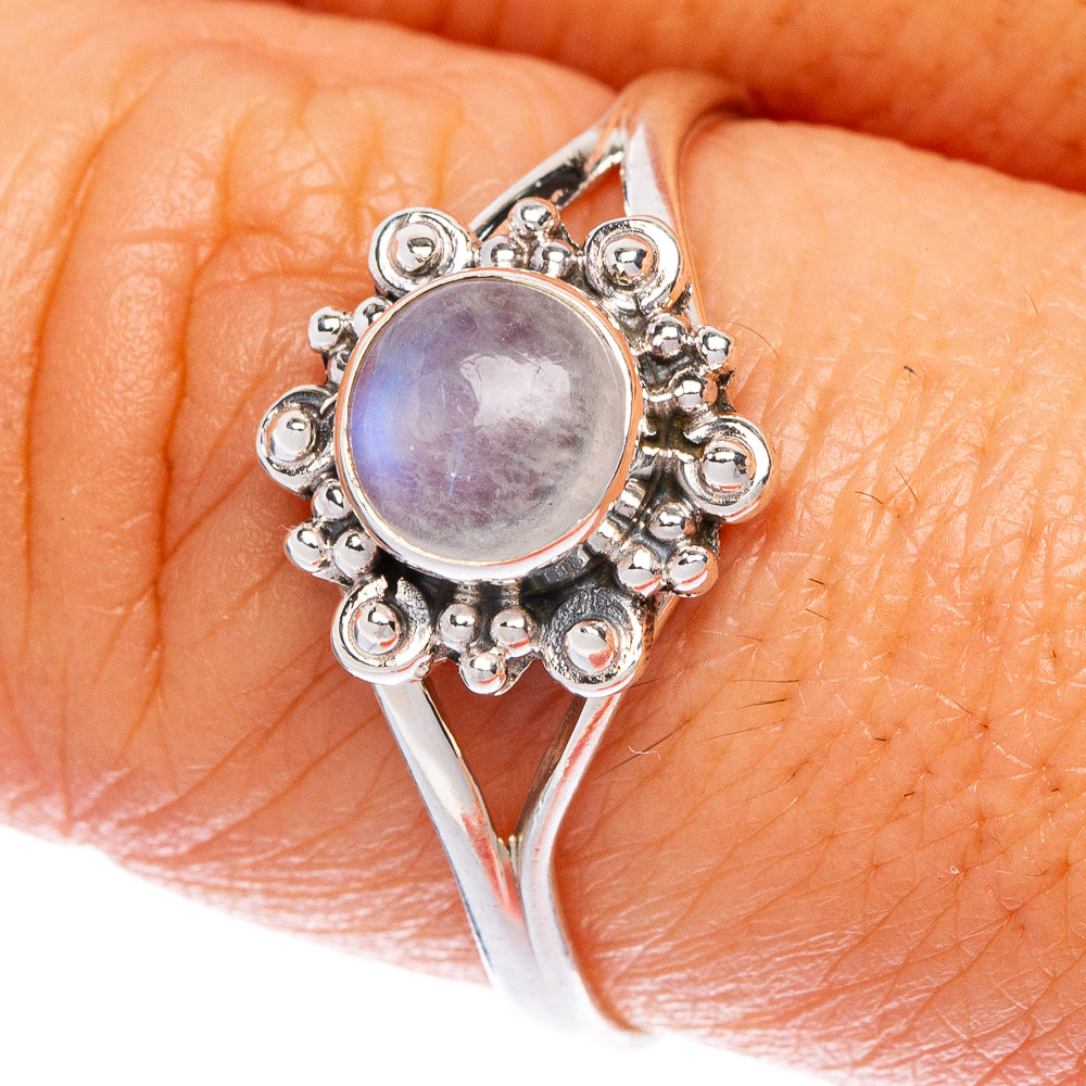 Rainbow Moonstone Dainty Ring Size 9 (925 Sterling Silver) R1173