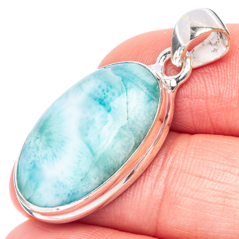 Larimar Pendant 1 3/8" (925 Sterling Silver) P41132