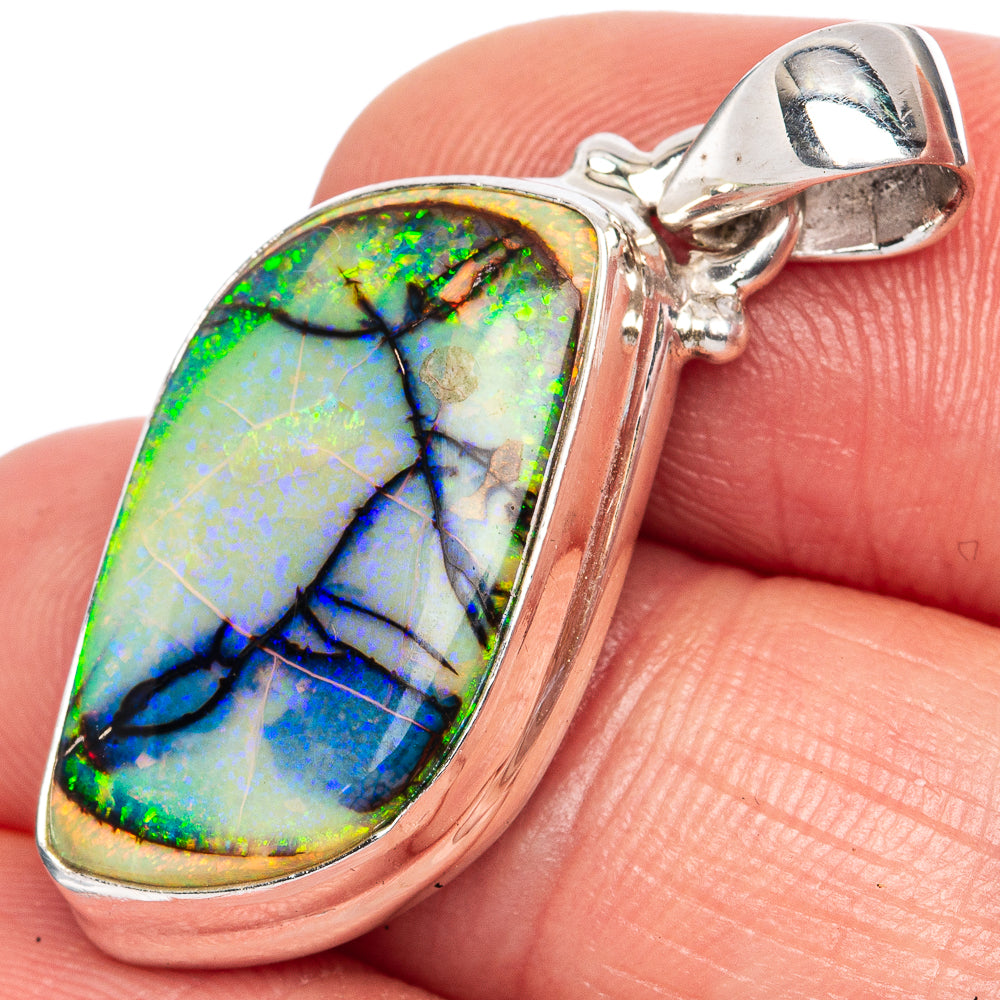 Rare Sterling Opal Pendant 1 3/8" (925 Sterling Silver) P42040
