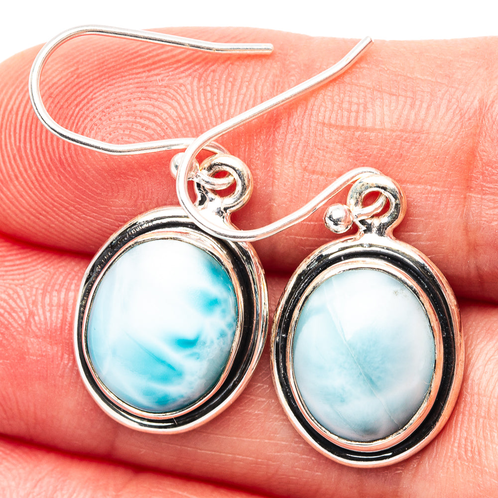 Larimar Earrings 1 3/8" (.925 Sterling Silver)