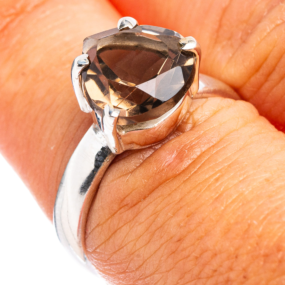 Faceted Smoky Quartz Ring Size 7 (.925 Sterling Silver)