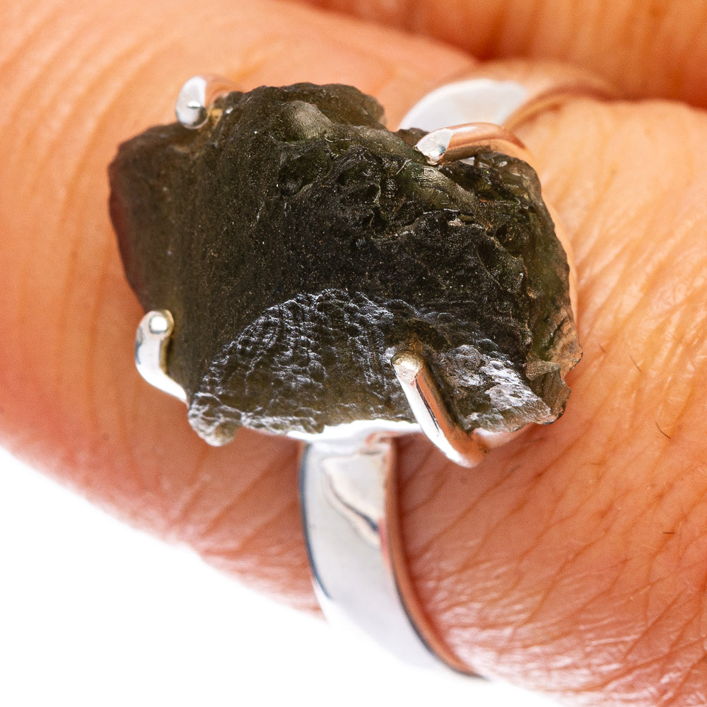 Rare Czech Moldavite Ring Size 8 (925 Sterling Silver) R146744