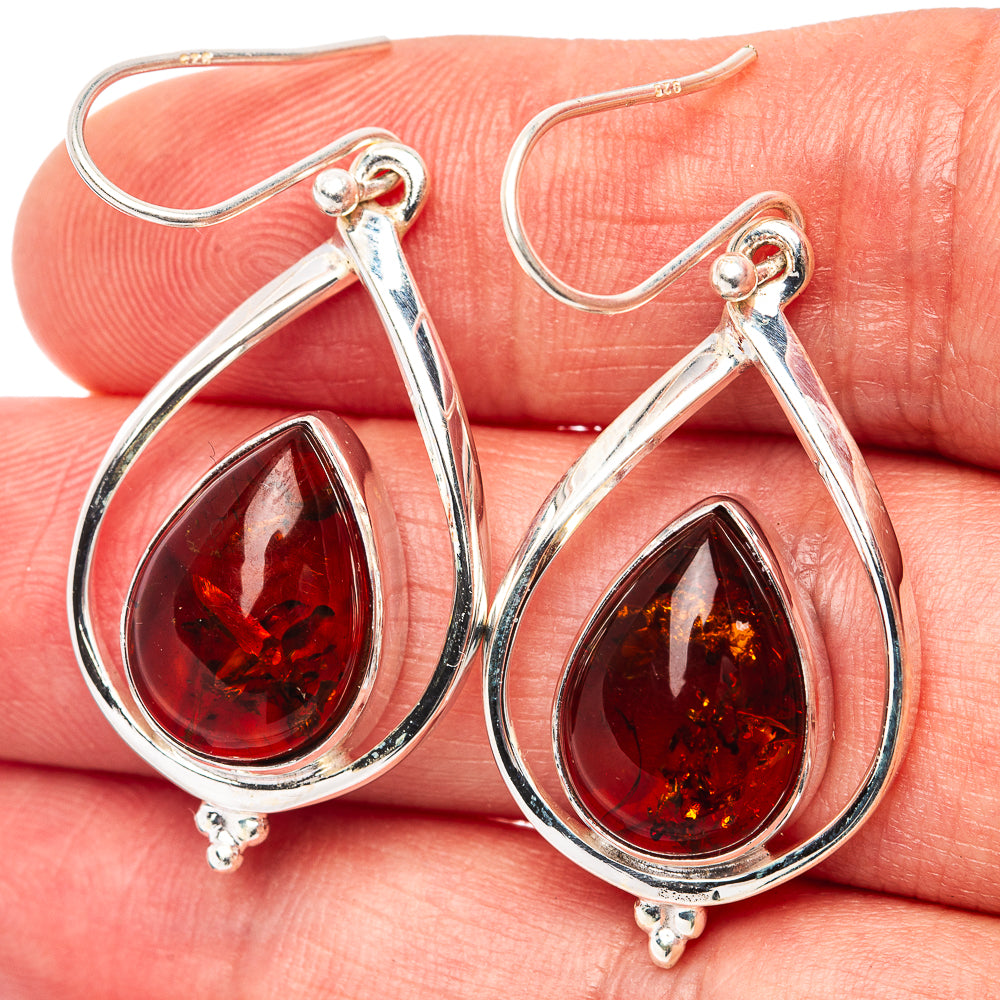 Premium Baltic Amber Earrings 1 5/8" (.925 Sterling Silver)