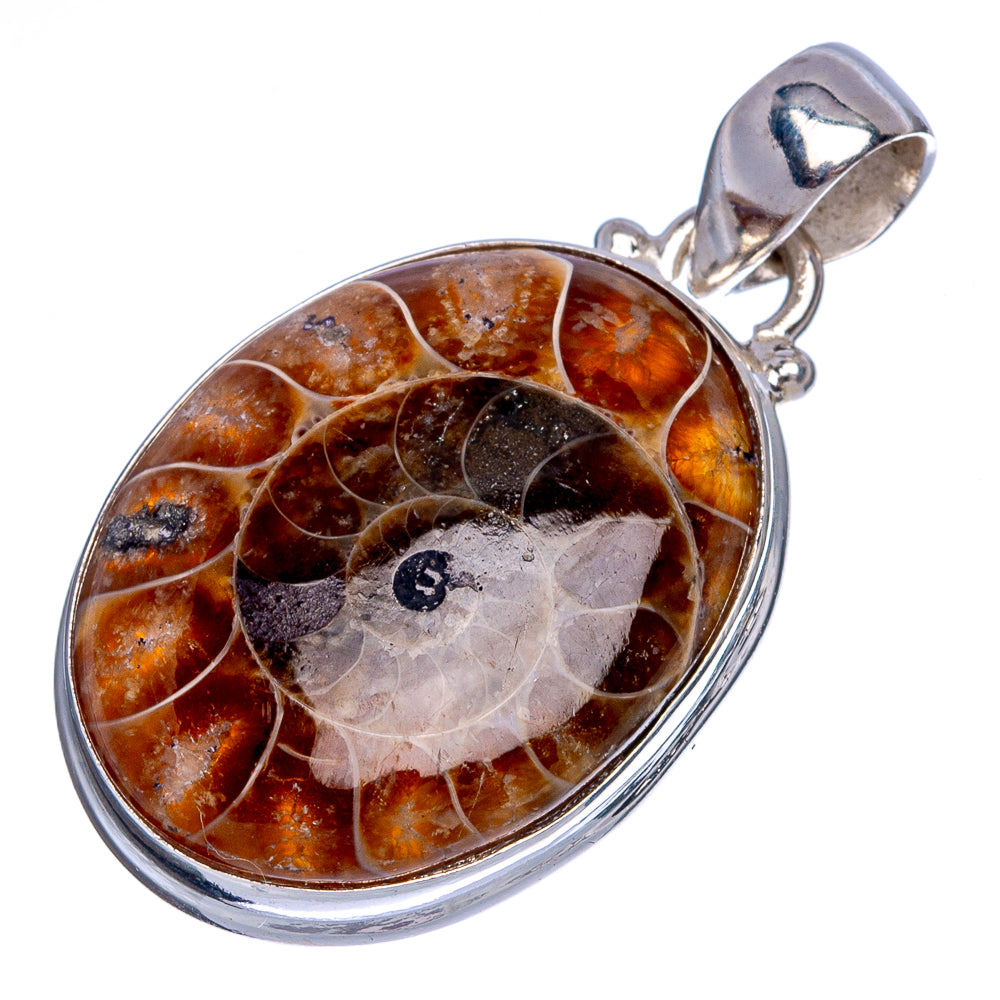 Ammonite Fossil Pendant 1 3/8" (925 Sterling Silver) P40318