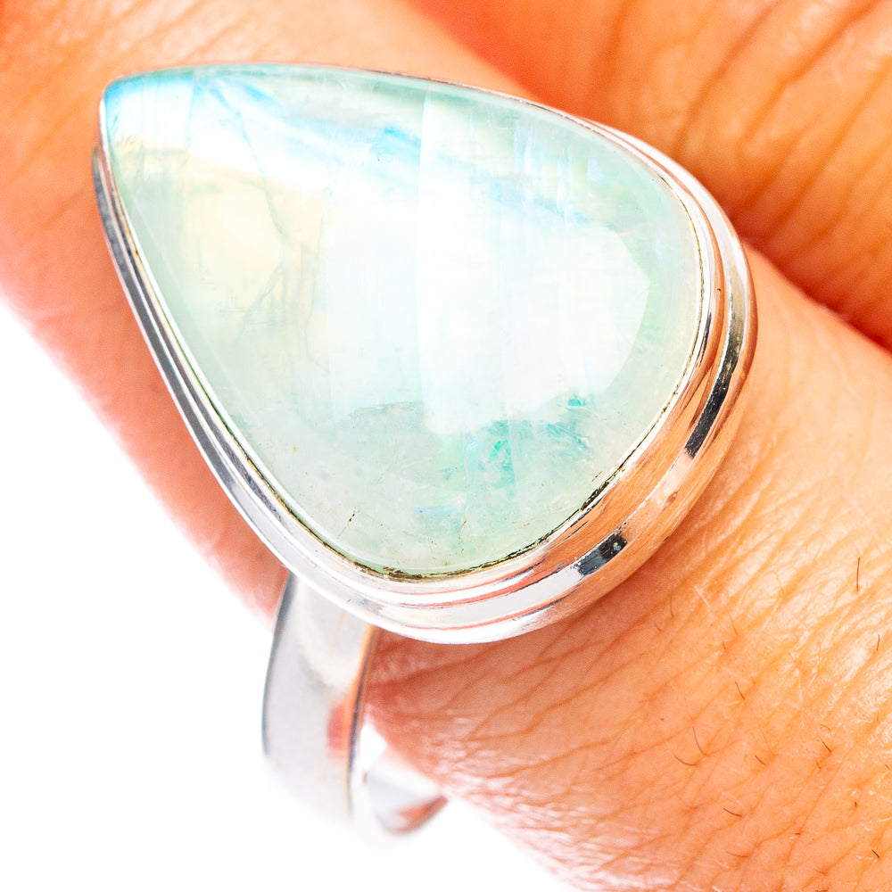 Green Moonstone Ring Size 12 (925 Sterling Silver) R7370