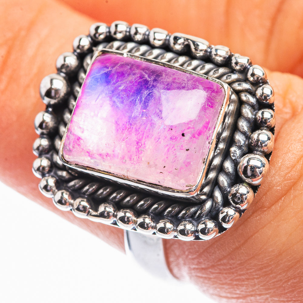 Pink Moonstone Ring Size 6.75 (925 Sterling Silver) R141930
