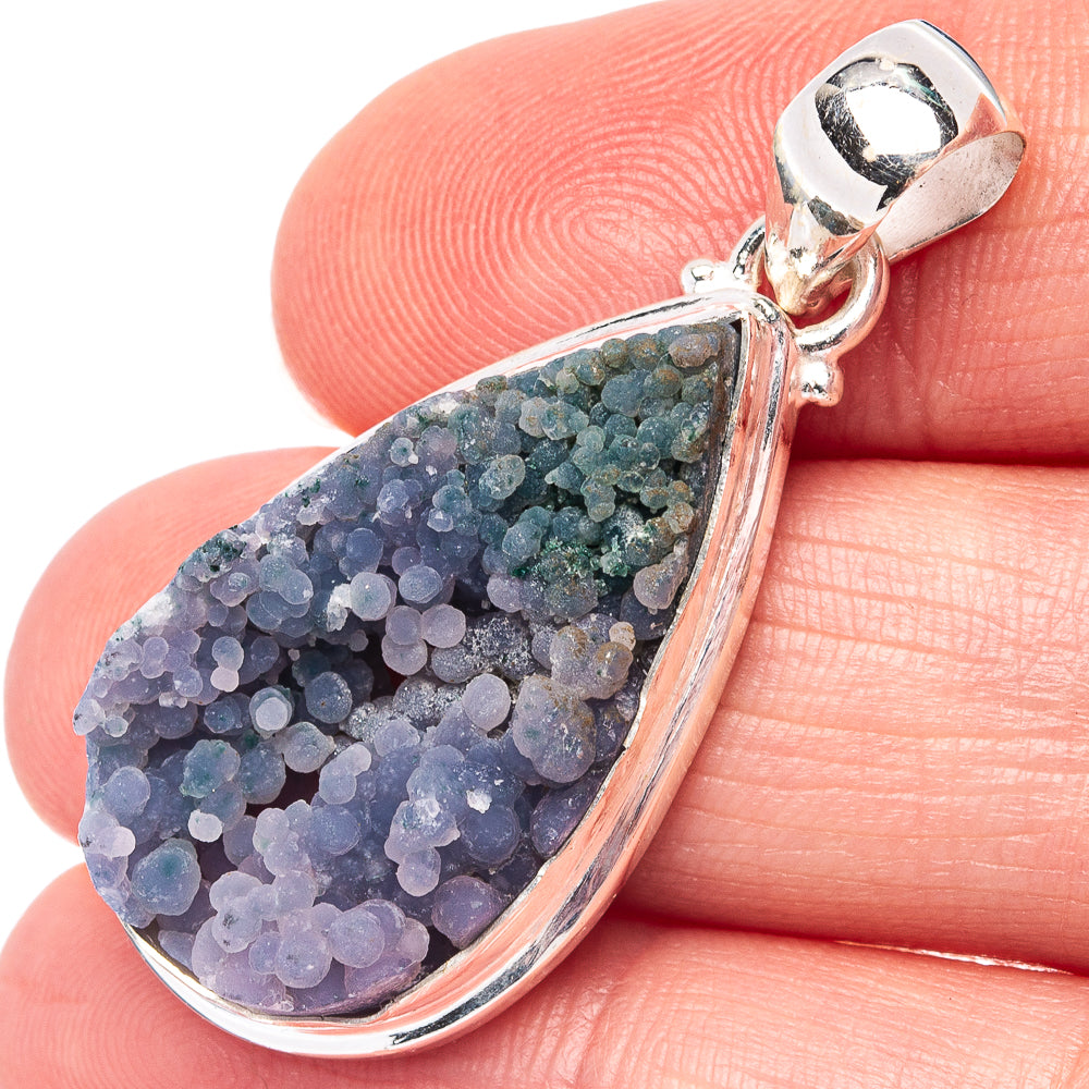 Rare Grage Agate Pendant 1 5/8" (.925 Sterling Silver)