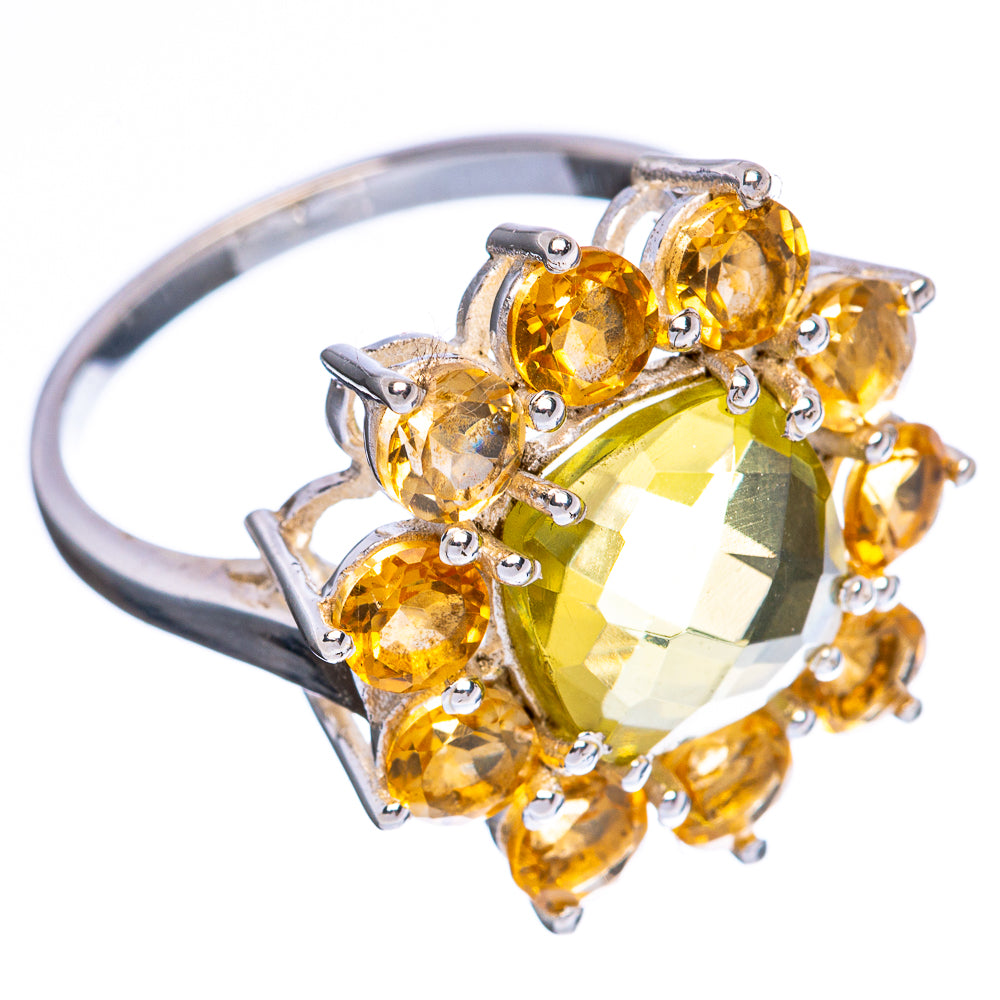 Faceted Citrine Flower Ring Size 7.75 (925 Sterling Silver) R3223