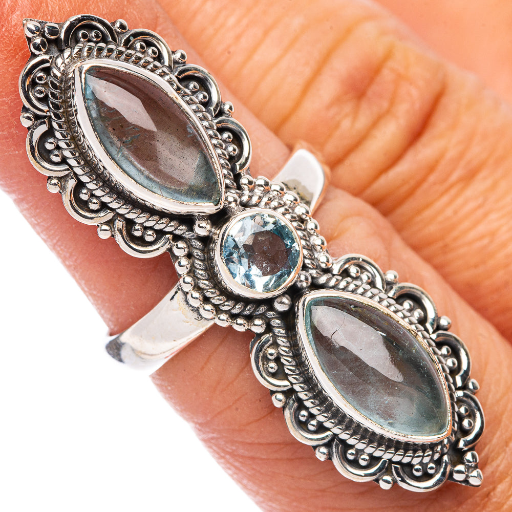 Large Aquamarine, Blue Topaz Ring Size 6 (925 Sterling Silver) R7414