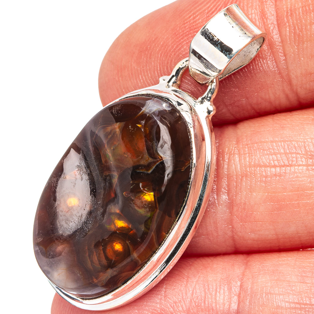 Mexican Fire Agate Pendant 1 1/2" (.925 Sterling Silver)