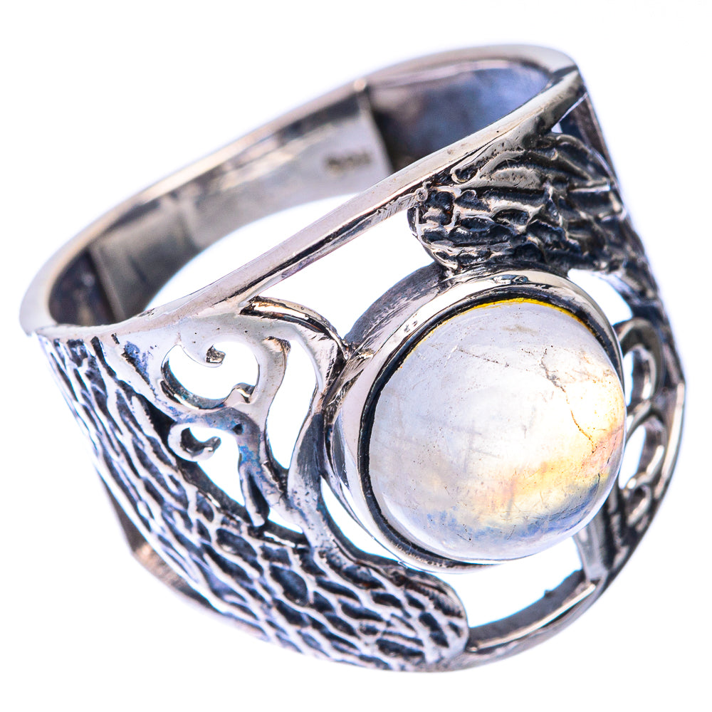Rainbow Moonstone Ring Size 8 (925 Sterling Silver) R141119