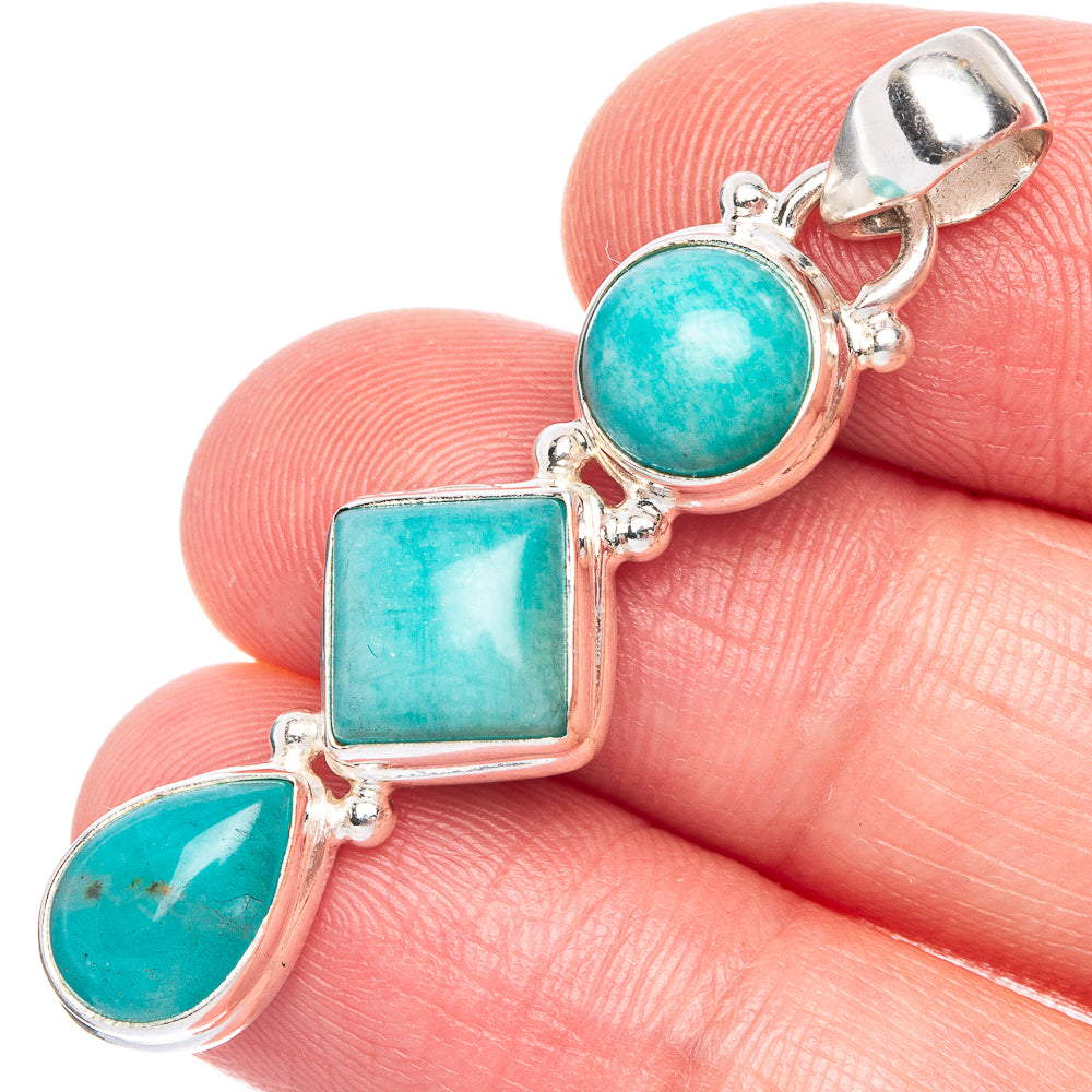 Amazonite Pendant 1 3/4" (925 Sterling Silver) P40127