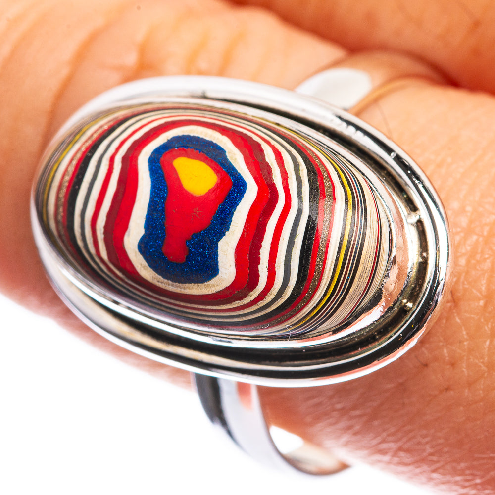 Rainbow Calsilica 925 Sterling Silver Ring Size 10