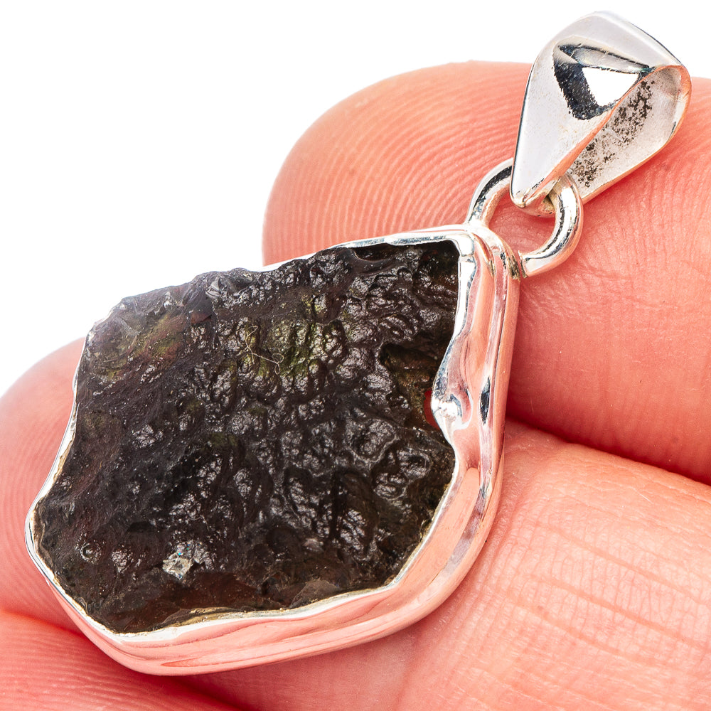 Rare Moldavite Pendant 1 1/4" (925 Sterling Silver) P44185