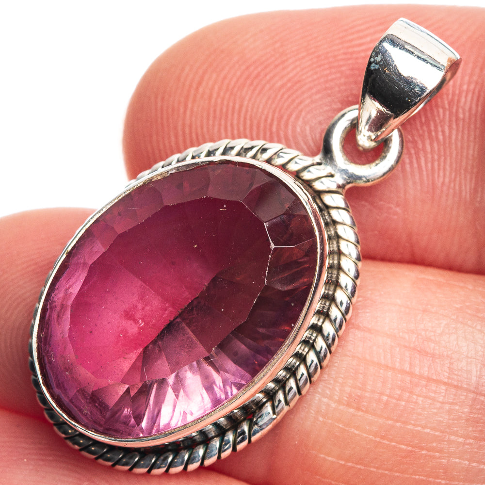 Faceted Color Change Alexandrite (Lab.) Pendant 1 1/4" (925 Sterling Silver) P39062