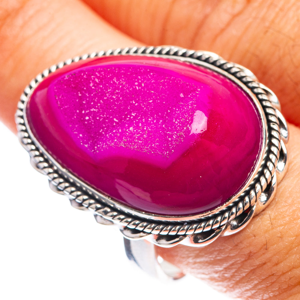 Large Pink Quartz Druzy Ring Size 10.25 (925 Sterling Silver) R143160