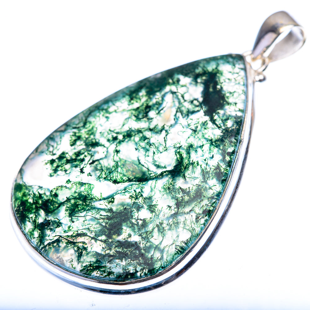 Green Moss Agate Pendant 2 1/8" (925 Sterling Silver) PD38471