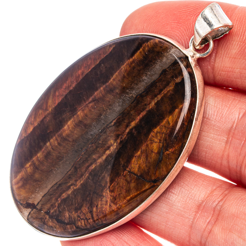 Tiger's Eye Pendant 2 1/4" (Silver Plated)