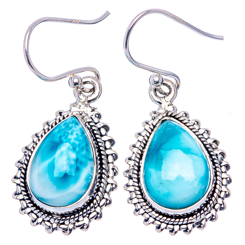 Rare Larimar Earrings 1 3/8" (.925 Sterling Silver)