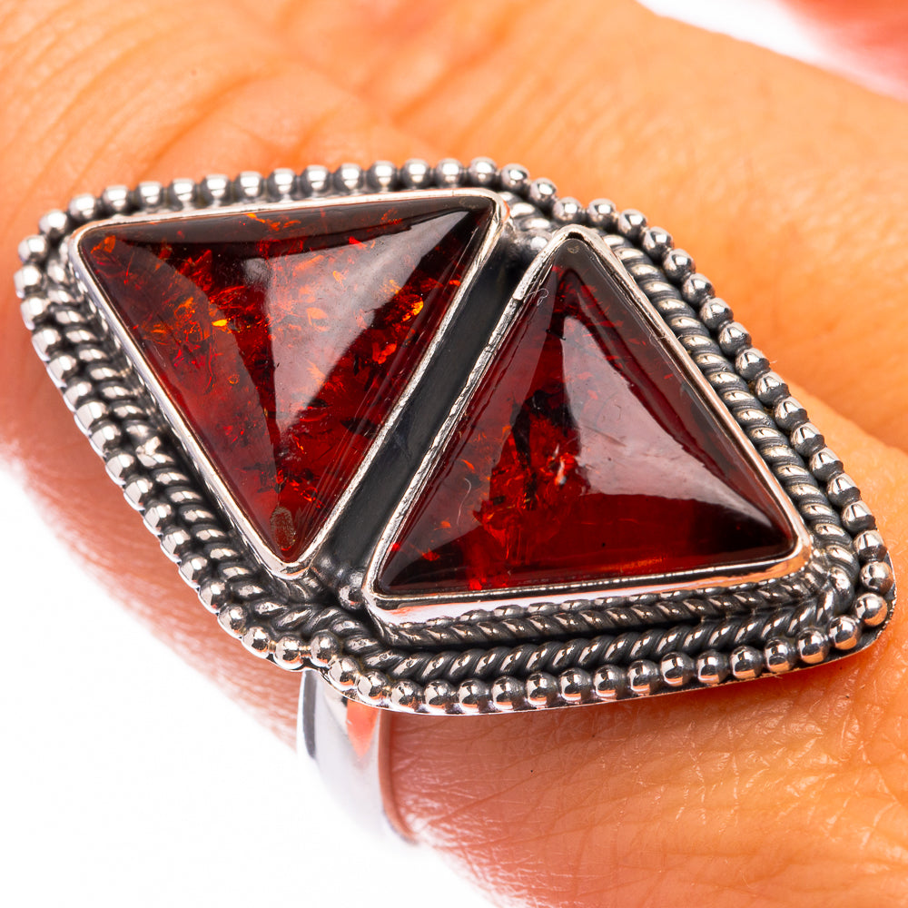 Large Baltic Amber Ring Size 9 (925 Sterling Silver) R141165