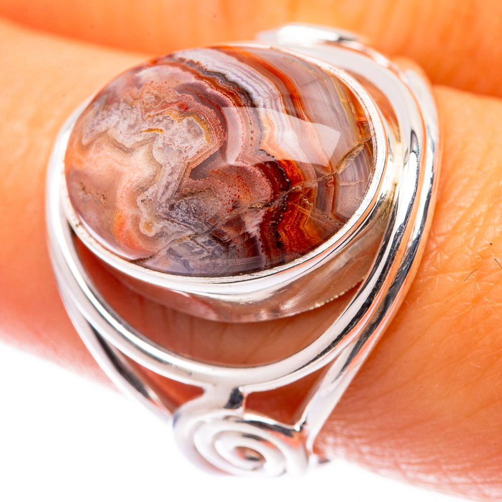 Crazy Lace Agate Ring Size 7.75 (925 Sterling Silver) R140941