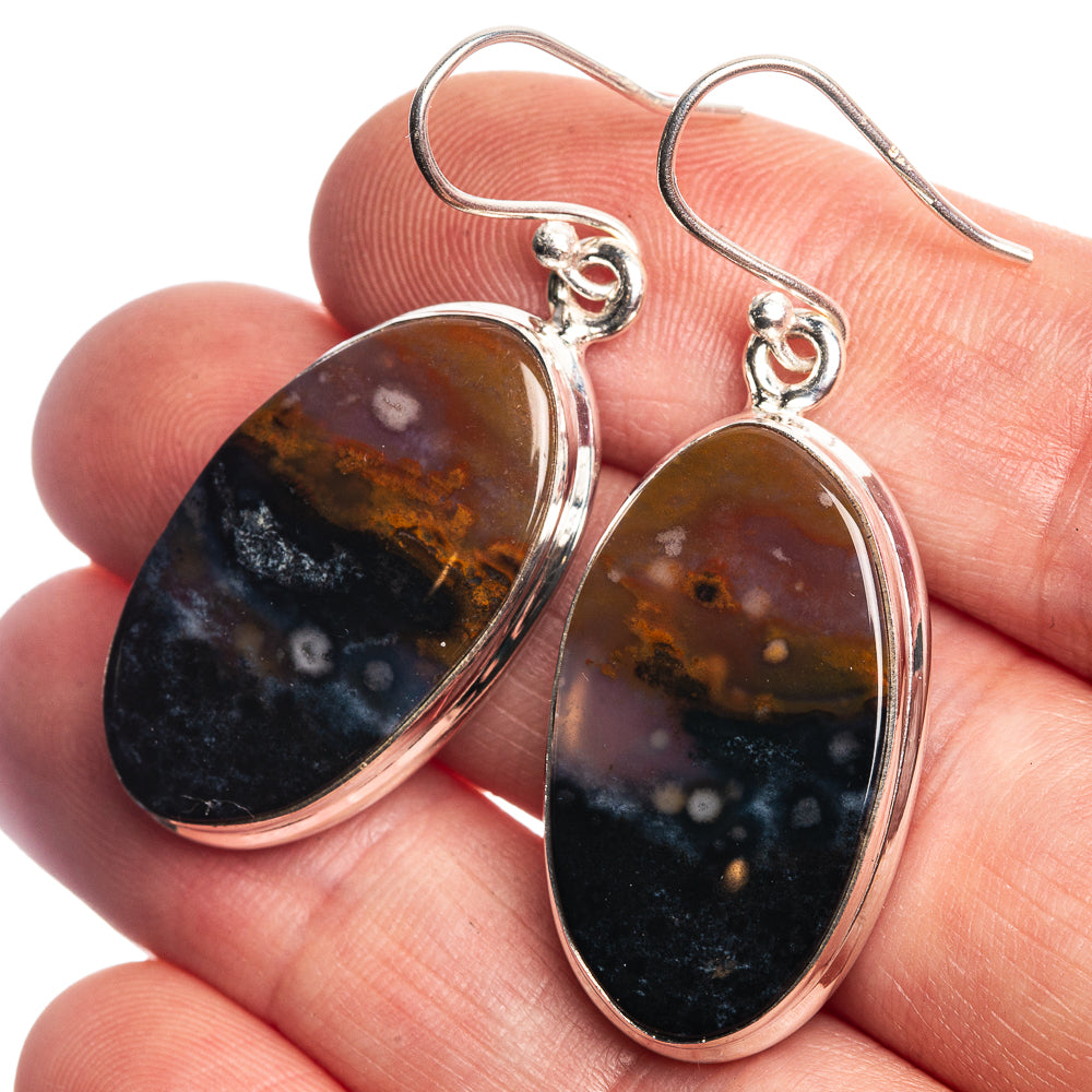 Ocean Jasper 925 Sterling Silver Earrings 1 5/8"