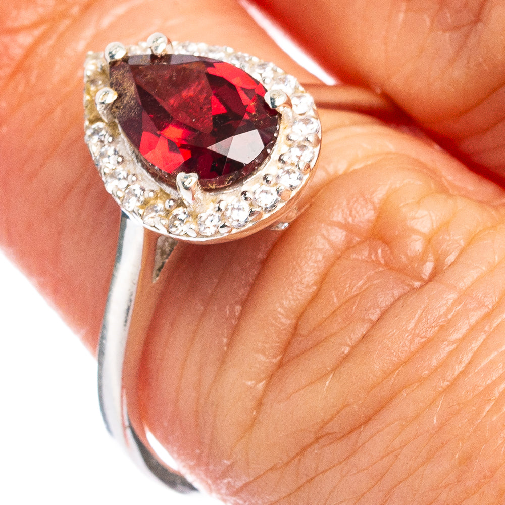 Garnet, Cubic Zirconia Ring Size 7 (.925 Sterling Silver)