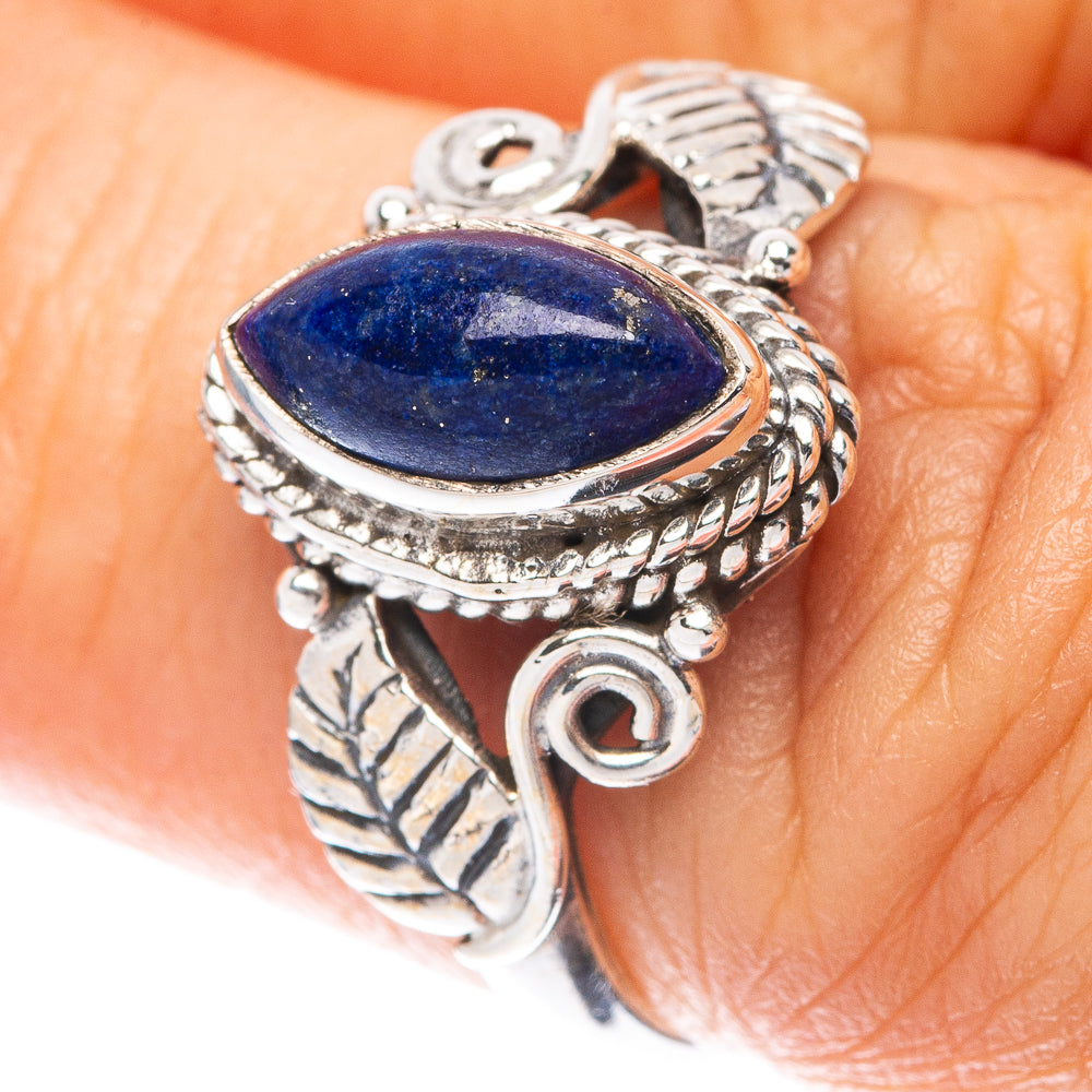 Lapis Lazuli Leaf 925 Sterling Silver Ring Size 6.75 (925 Sterling Silver) R5342