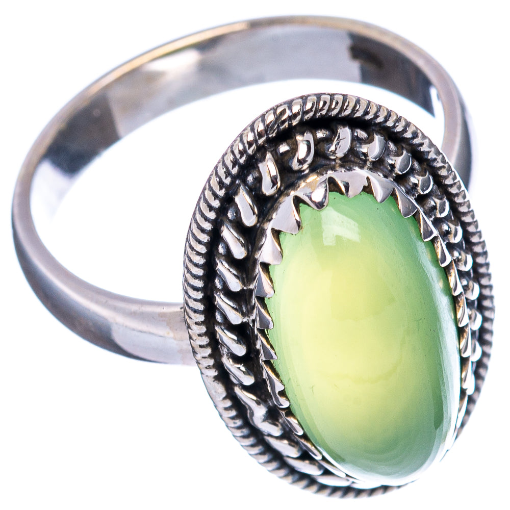 Green Chalcedony Ring Size 7.25 (.925 Sterling Silver)