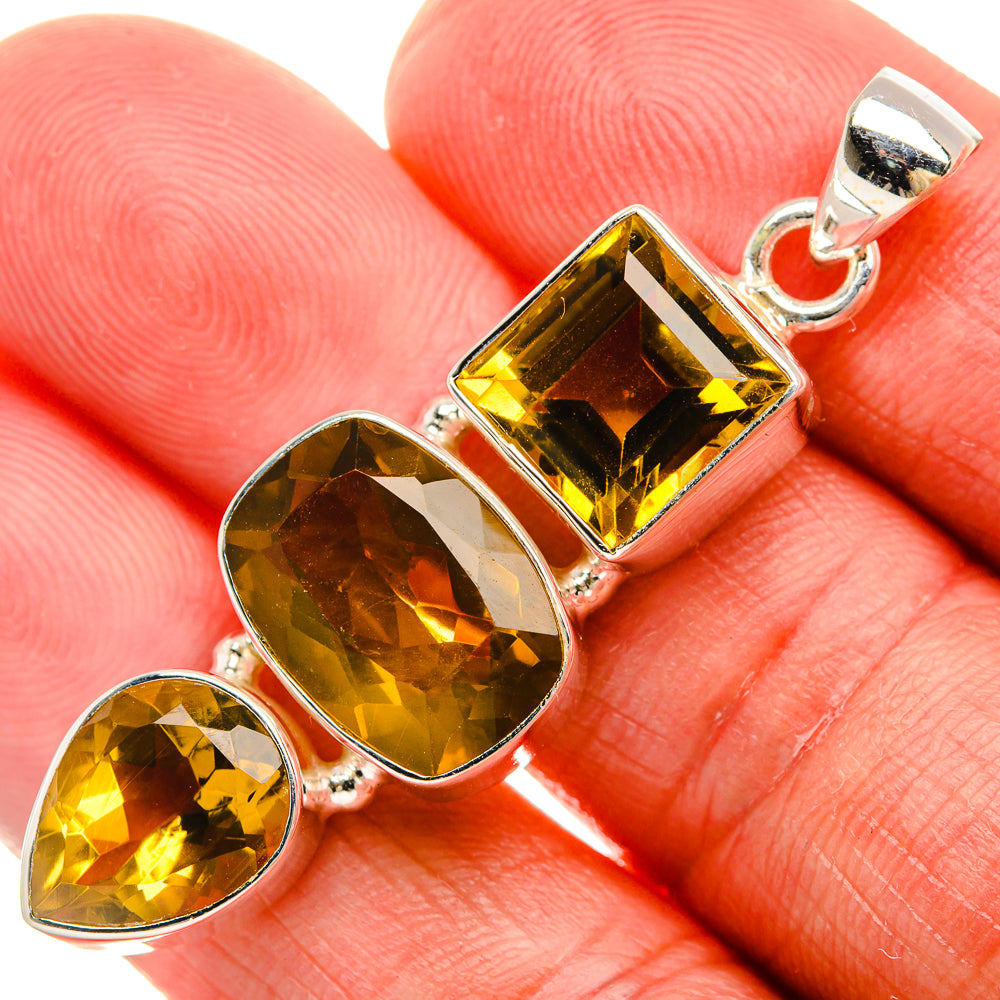 Faceted Citrine Pendant 2" (925 Sterling Silver) PD38069