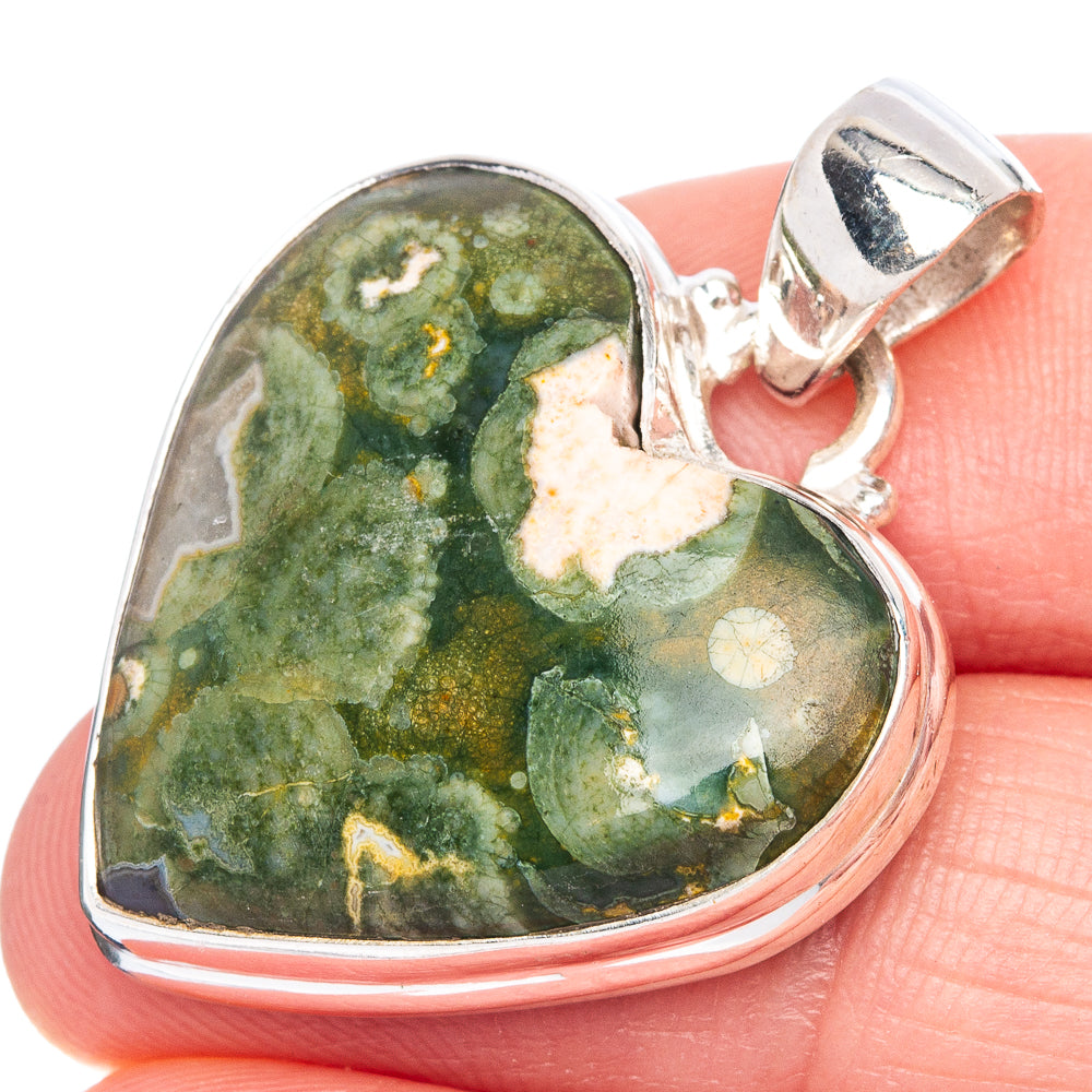 Rainforest Opal Heart Pendant 1 3/8" (925 Sterling Silver) P40290