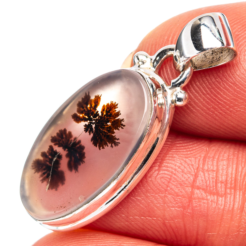 Scenic Dendritic Agate Pendant 1 1/8" (.925 Sterling Silver)