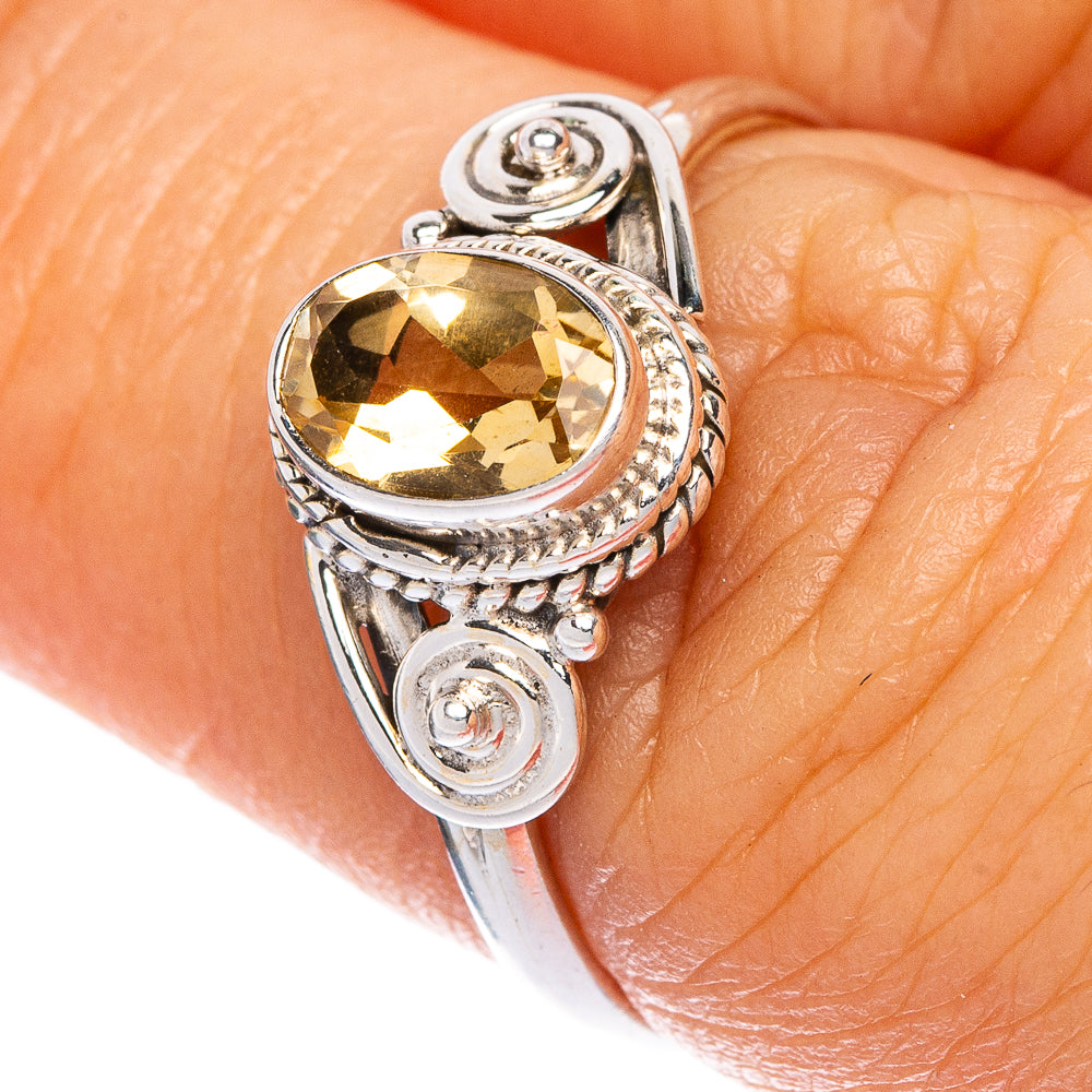 Faceted Citrine Dainty Ring Size 7 (925 Sterling Silver) R1221