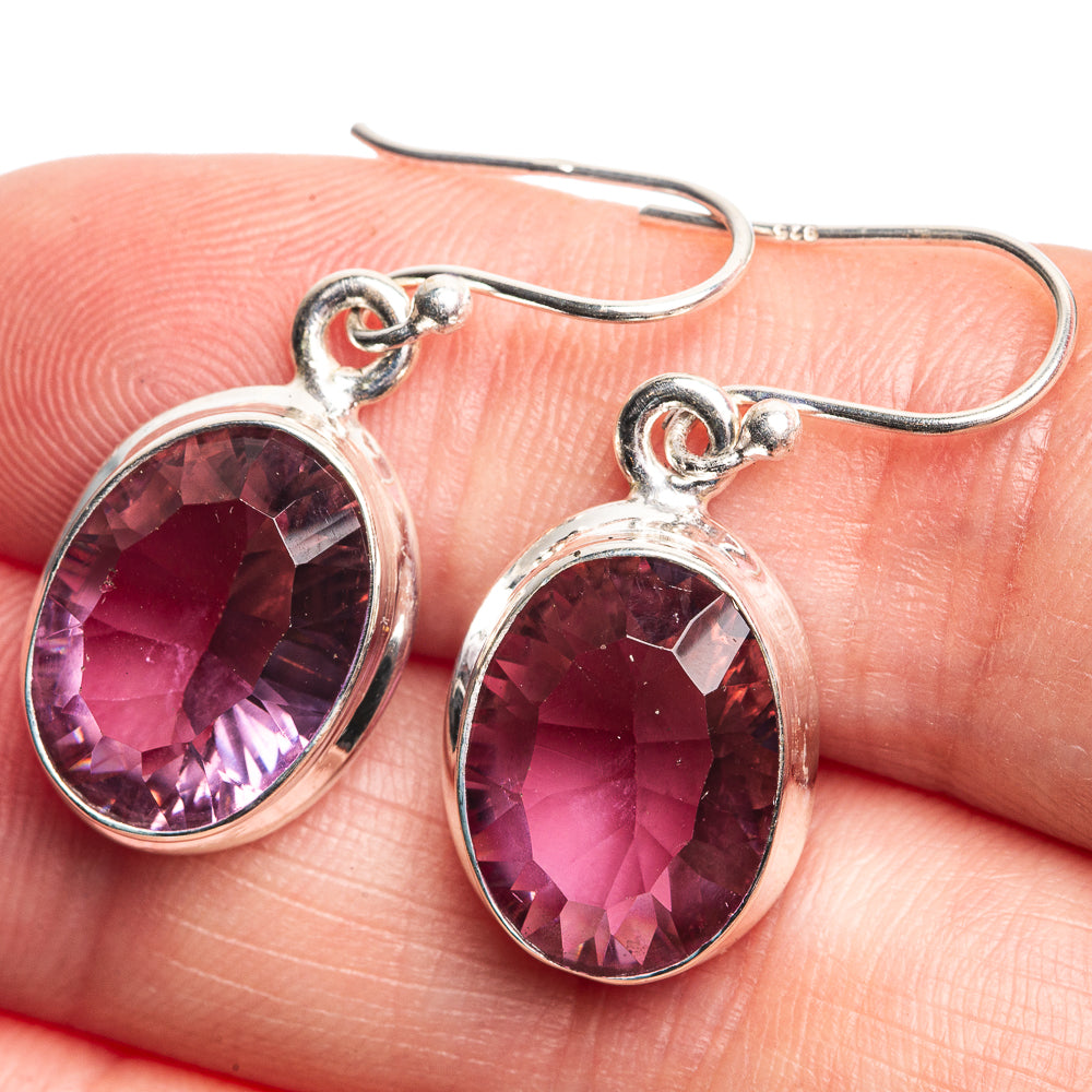 Faceted Color Change Alexandrite (Lab.) Earrings 1 3/8" (925 Sterling Silver) E432482