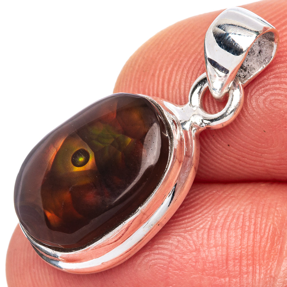 Rare Mexican Fire Agate Pendant 1 1/8" (925 Sterling Silver) P41698