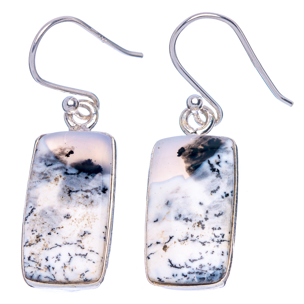 Dendritic Opal Earrings 1 3/8" (925 Sterling Silver) E1693