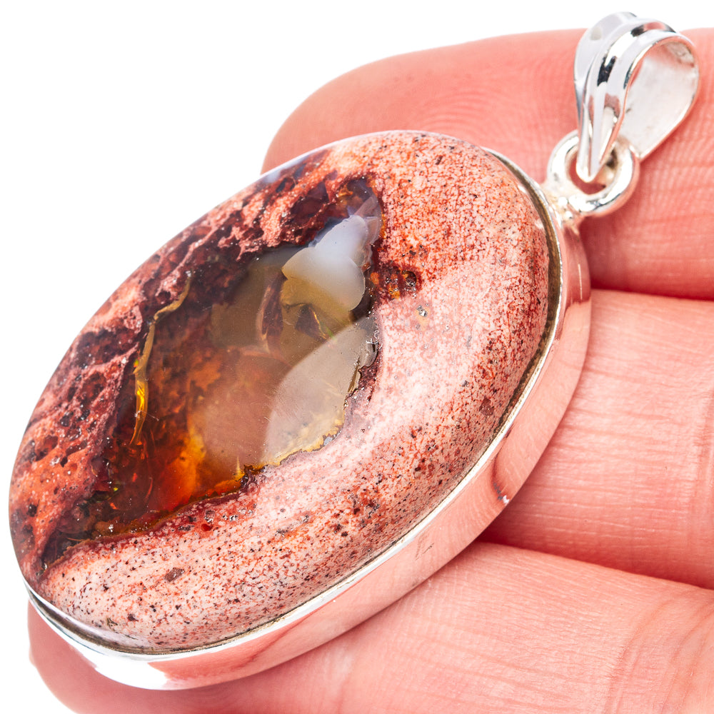 Rare Mexican Fire Opal Pendant 1 7/8" (925 Sterling Silver) P41973