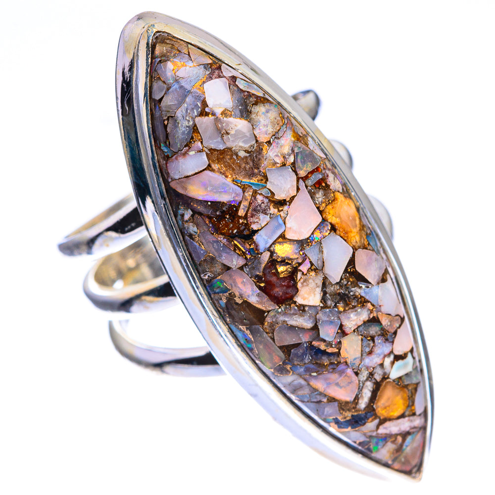 Large Copper Composite Rainbow Moonstone Ring Size 5.75 (925 Sterling Silver) RING143465