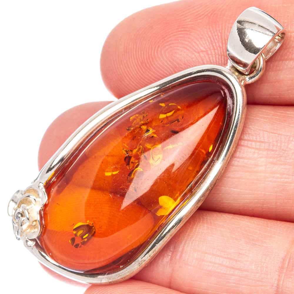 Anasilvercos Baltic Amber Pendant 1 7/8" (925 Sterlnig Silver)