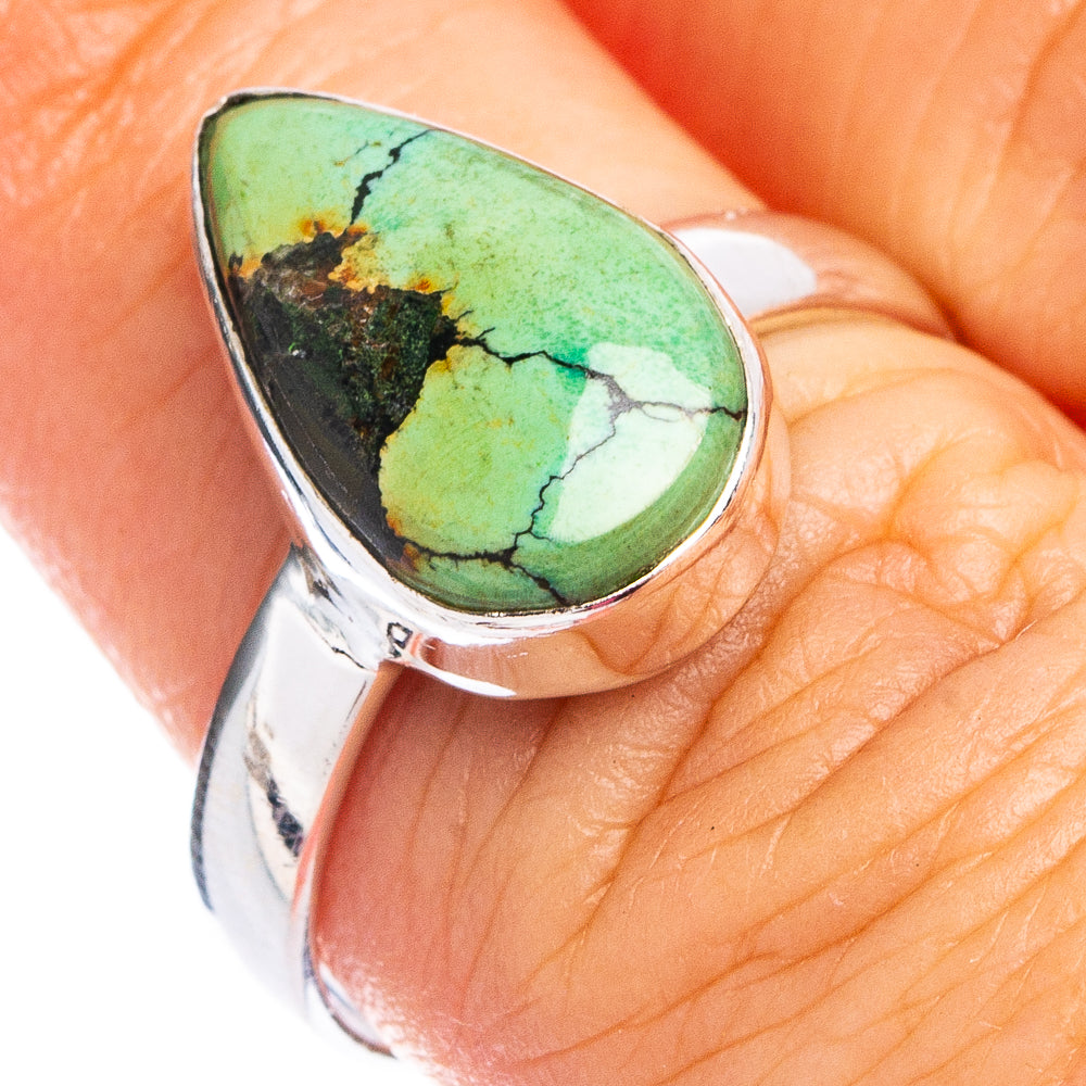 Hubei Spiderweb Turquoise Ring Size 7 (.925 Sterling Silver)