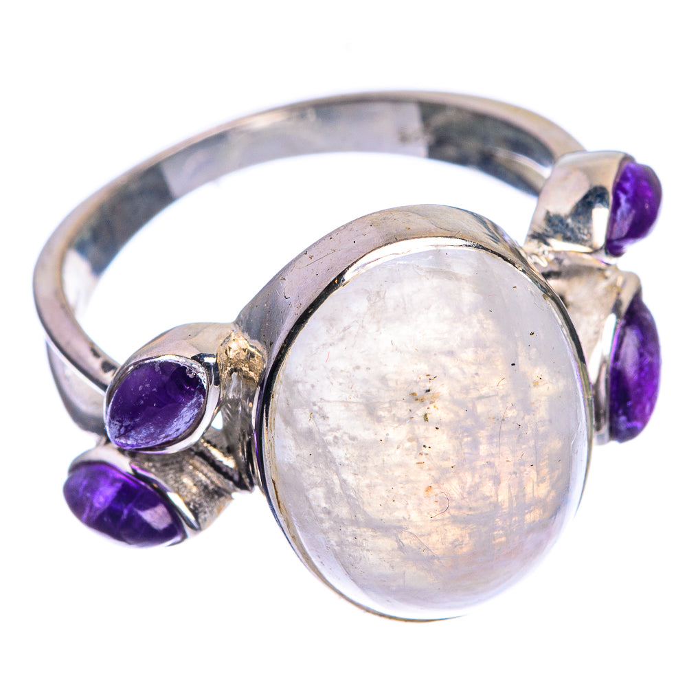 Rainbow Moonstone, Amethyst Ring Size 9 (925 Sterling Silver) R144157
