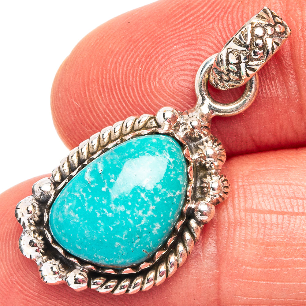 Rare Sleeping Beauty Turquoise Pendant 1 3/8" (.925 Sterling Silver)