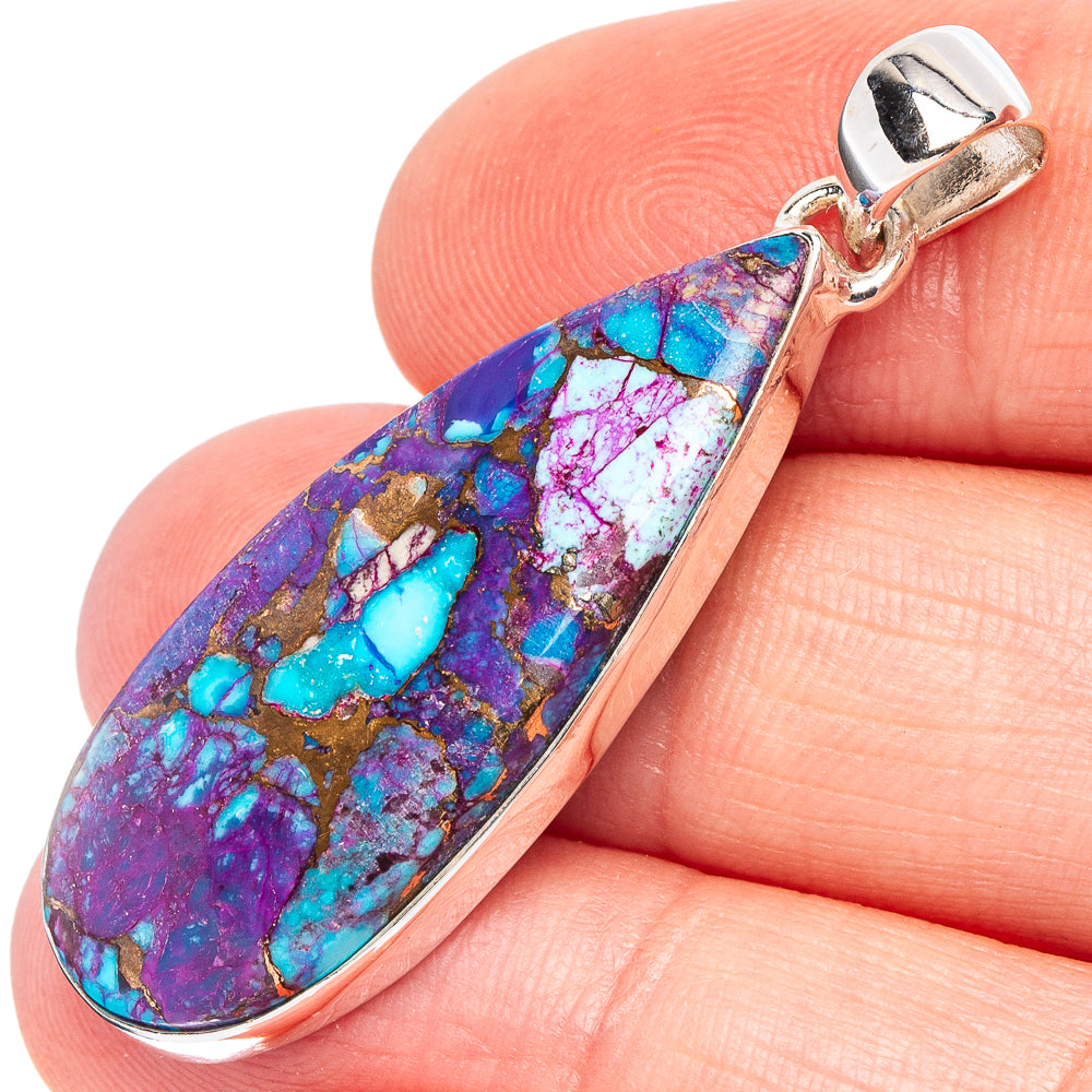Purple Copper Composite Turquoise Pendant 1 5/8" (925 Sterling Silver) P44915