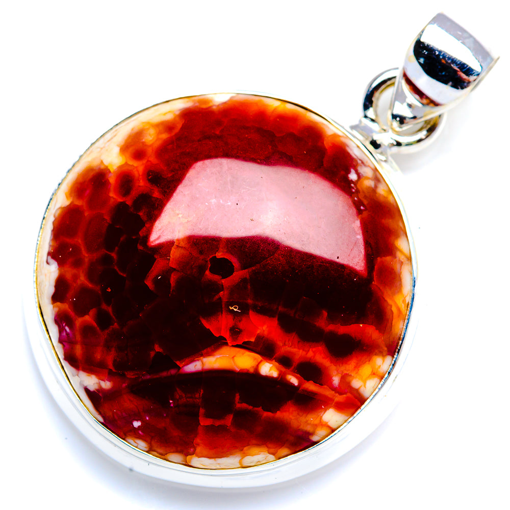 Fire Crab Agate 925 Sterling Silver Pendant 1 1/2" (925 Sterling Silver) PD38407
