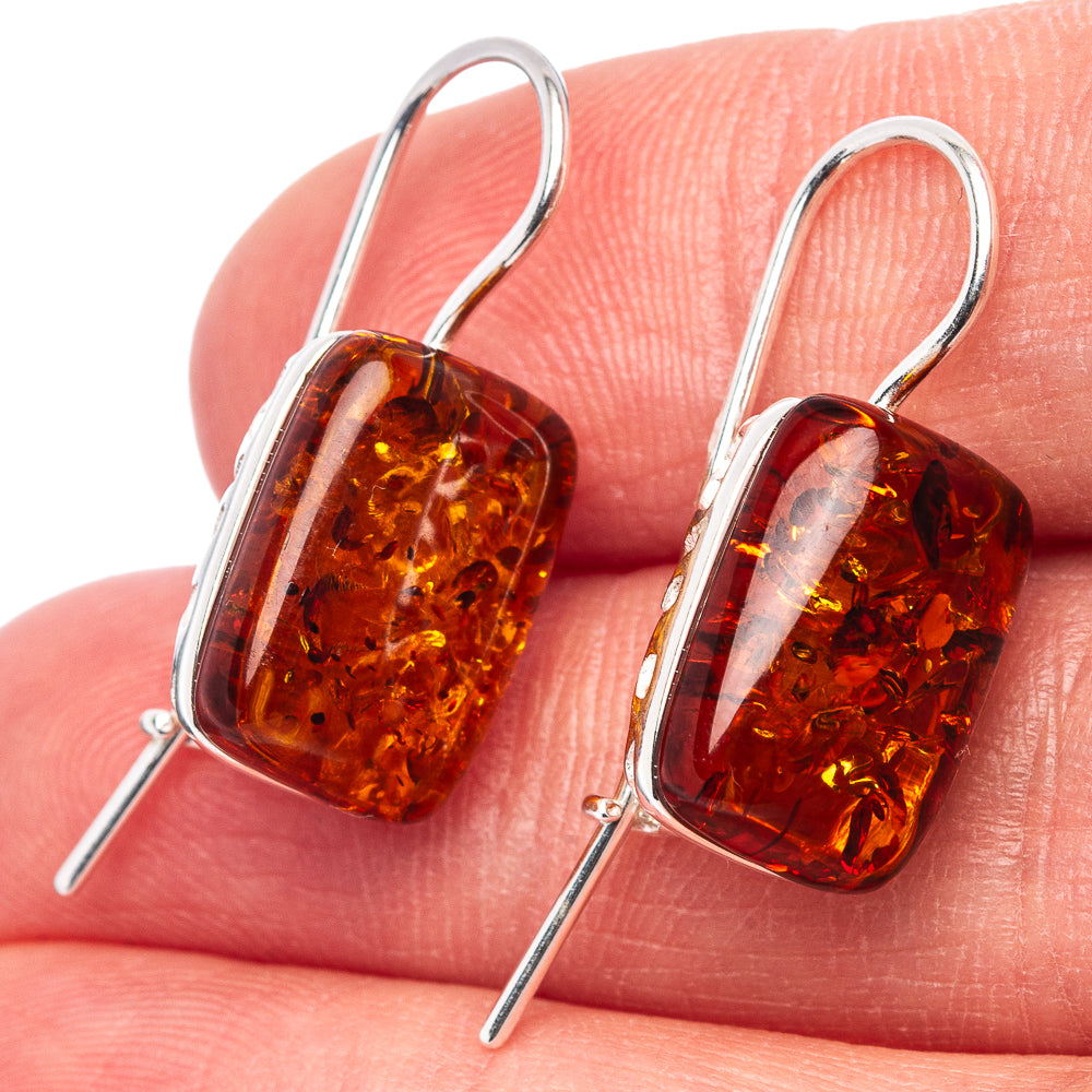Baltic Amber Earrings 1 1/4" (.925 Sterling Silver)