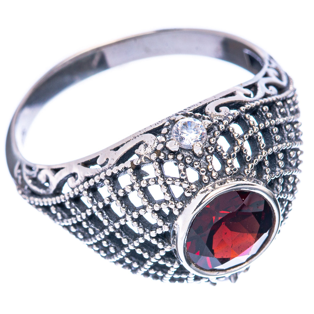 Garnet Ring Size 9 (925 Sterling Silver) R3116