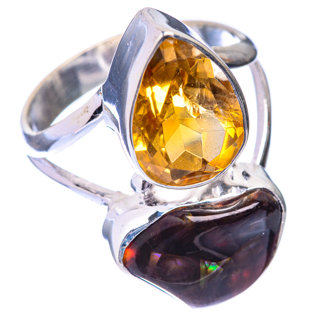 Mexican Fire Agate, Citrine Ring Size 9.25 (925 Sterling Silver) R141547